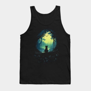 Cat In Enchanted Forest Tank Top